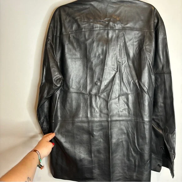 John Varvatos Leather Button Down Shirt - Picture 7 of 9